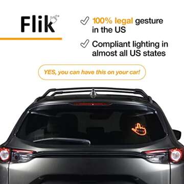 FLIK - THE ORIGINAL Middle Finger Light - Give The Bird & Wave to Drivers - Hottest Gifted Car Accessories, Truck Accessories Car Gadgets Road Rage Signs for Men, Women, Teens - Funny Back Window Sign