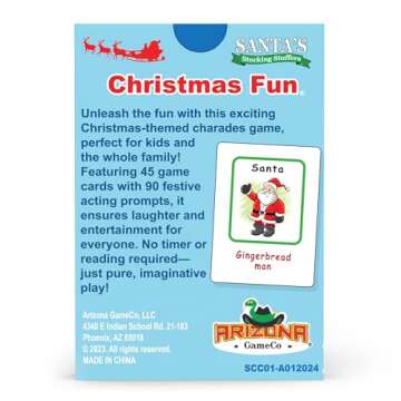 Arizona GameCo Santa Claus Charades, a Fun Christmas Game for Kids Ages 6+ – No Reading is Required to Play – Christmas Party, Family Board Game Night, Gift Idea, Stocking Stuffers