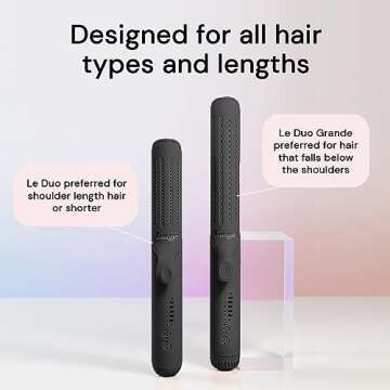 L'ANGE HAIR Le Duo Grande 360° Airflow Styler | 2-in-1 Curling Wand & Titanium Flat Iron Professional Hair Straightener and Curler with Cooling Air Vents to Lock in Style | Adjustable Temp (Black)