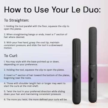 L'ANGE HAIR Le Duo Grande 360° Airflow Styler | 2-in-1 Curling Wand & Titanium Flat Iron Professional Hair Straightener and Curler with Cooling Air Vents to Lock in Style | Adjustable Temp (Black)