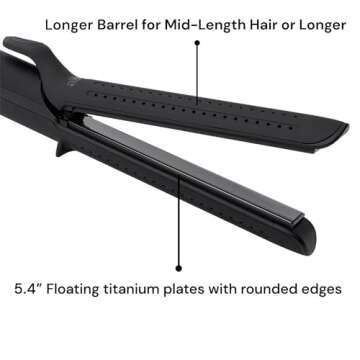 L'ANGE HAIR Le Duo Grande 360° Airflow Styler | 2-in-1 Curling Wand & Titanium Flat Iron Professional Hair Straightener and Curler with Cooling Air Vents to Lock in Style | Adjustable Temp (Black)