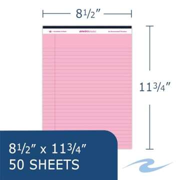 ROARING SPRING Enviroshades Recycled Legal Pads, 50 Sheets, 8.5" x 11.75", Pink, Pack of 3