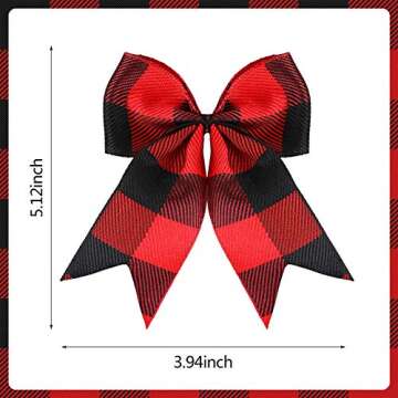 30 Pieces Burlap Handmade Bows Burlap Craft Bow Knot Decoration Red and Black Bows Christmas Ornament Bows for Christmas Tree Holiday Festival Home Party Decor Supplies