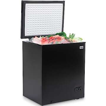 TABU 10.0 Cubic Feet Chest Freezer, Large Deep Freezer with 7 Level Adjustable Thermostat, Top-opening Door Chest Freezer with Removable Storage Basket, Black