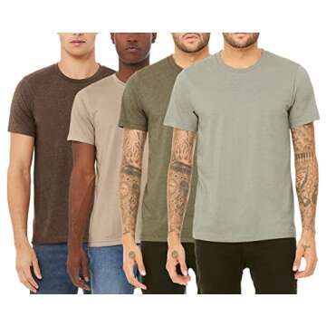 Kennedy Todd 4 Pack Men's Heather Cotton Poly T-Shirt (Heather Earth, Small)