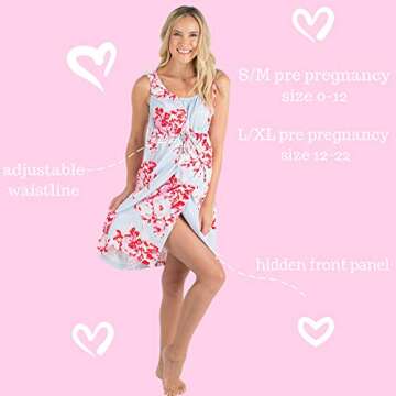 Baby Be Mine Labor and Delivery Gown for Hospital – 3-in-1 Labor/Delivery/Nursing Gown – Maternity Sleepwear(L/XL, Mae)