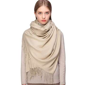 RIIQIICHY Women's Winter Beige Pashmina Shawls - Warm Large Scarves for Evening Dresses