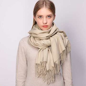 Warm Beige Pashmina Shawl for Women - RIIQIICHY