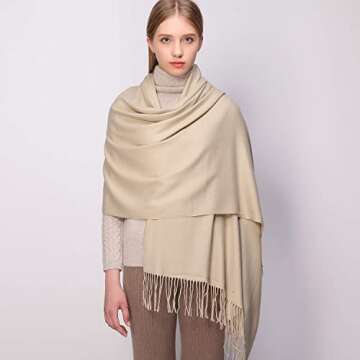 Warm Beige Pashmina Shawl for Women - RIIQIICHY