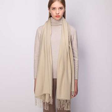 Warm Beige Pashmina Shawl for Women - RIIQIICHY