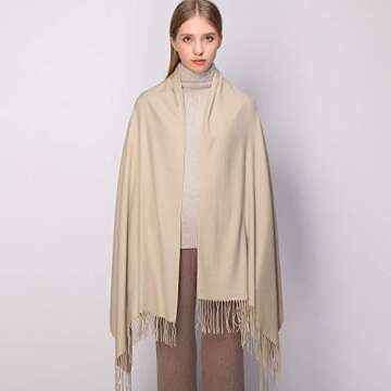 Warm Beige Pashmina Shawl for Women - RIIQIICHY