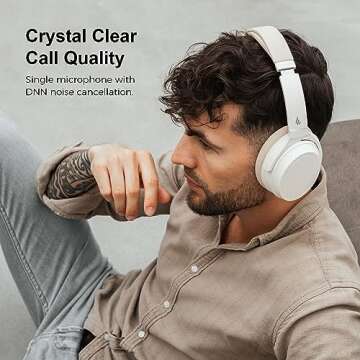 Edifier WH700NB Wireless Active Noise Cancellation Over-Ear Headphones, Bluetooth 5.3 Foldable Lightweight Headset, Dual Device Connection, 68-Hour Battery Life, for Travel, Home Office - Ivory