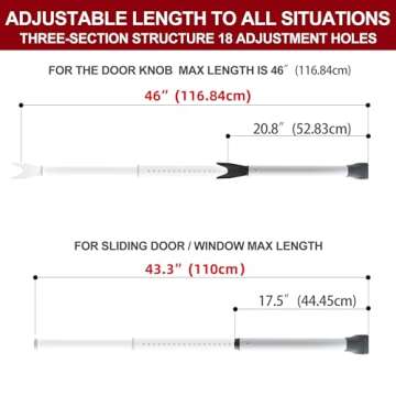 AceMining Upgraded Door Security Bar & Sliding Patio Bar, Heavy Duty Stoppers Adjustable Jammer for Home, Apartment, Travel (1 Pack,White)