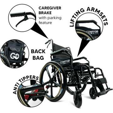 Lightweight Self Propelled Wheelchair - 17.5" Width