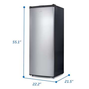 Commercial Cool Upright Freezer, Stand Up Freezer 6 Cu Ft with Reversible Door, Black with VCM Door