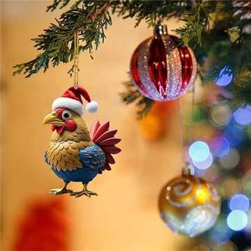 Prime Deals Lightning Deals Flat Cute Chicken Hanging Ornament Christmas Hat Chick Ornament Cute Christmas Chicken Car Pendant Home Tree Decoration Christmas Tree Ornament Home Decoration