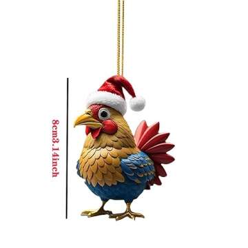 Prime Deals Lightning Deals Flat Cute Chicken Hanging Ornament Christmas Hat Chick Ornament Cute Christmas Chicken Car Pendant Home Tree Decoration Christmas Tree Ornament Home Decoration