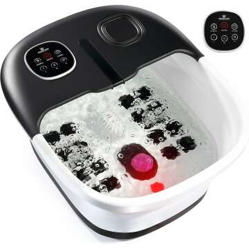 Medical king Foot Spa with Heat and Massage and Jets includes A Remote Control A Pumice Stone Collapsible Foot Spa Massager with Heat and Massage Bubbles and Vibration