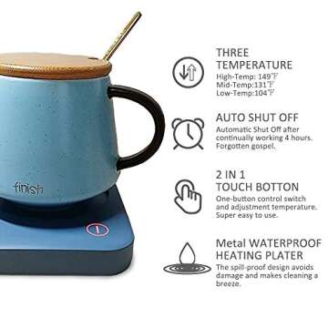 VOBAGA Coffee Mug Warmer, 4 Hours Auto Shut Off Cup Warmer for Office Home Desk with 3 Temperature Settings, Electric Beverage Warmer for Cocoa,Tea, Milk, Soup, for Coffee Gifts, Sky Blue (No Cup)