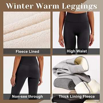 CAMPSNAIL Fleece Lined Leggings Women - Thick Soft High Waisted Black Tummy Control Thermal Warm Velvet Pants for Cold Winter