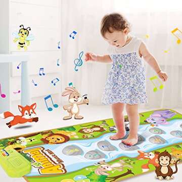 BAIAI Baby Music Mat Toys: Montessori Toy Toddlers Dance Pad for 2-4 Year Old Sensory Step & Sing Floor Mat Early Educational Toys for Kids Boys Girls Age 2 3 4 5 Christmas Birthday Gifts - Animal