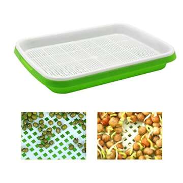 MUDUOBAN Seed Sprouter Trays 12 Pack, Microgreens Growing Trays BPA Free Nursery Tray Seed Germination Tray Wheatgrass Cat Grass Seedling Planting Storaging Trays for Garden Home Office