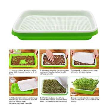 MUDUOBAN Seed Sprouter Trays 12 Pack, Microgreens Growing Trays BPA Free Nursery Tray Seed Germination Tray Wheatgrass Cat Grass Seedling Planting Storaging Trays for Garden Home Office