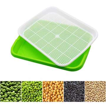 MUDUOBAN Seed Sprouter Trays 12 Pack, Microgreens Growing Trays BPA Free Nursery Tray Seed Germination Tray Wheatgrass Cat Grass Seedling Planting Storaging Trays for Garden Home Office