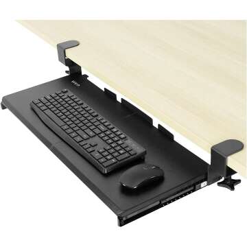 VIVO Large Keyboard Tray Under Desk Pull Out with Extra Sturdy C Clamp Mount System, 27 (33 Including Clamps) x 11 inch Slide-Out Platform Computer Drawer for Typing, Black, MOUNT-KB05E