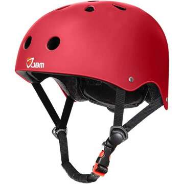 JBM Skateboard Bike Helmet - Lightweight, Adjustable & Design of Ventilation Multi-Sport Helmet for Bicycle Skate Scooter 3 Sizes for Adult Youth & Kids
