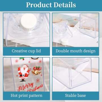 Voittozege 34 oz Clear Milk Carton Water Bottle, 6 Pcs Plastic Milk Bottles Portable Square Milk Box Bulk, Reusable Milk Carton Container Juice Bottle for Outdoor Sports Travel Drinking