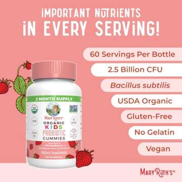 MaryRuth's Multivitamin and Probiotic Gummies (Strawberry) for Kids | Clean Label Project Verified® | Vitamins for Gut Health, Immunity, & Overall Wellness | Vegan, Non-GMO, Gluten Free