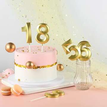 CAKE CODE 2.76 Inch Diamond Gold 1 Number Birthday Candles, Gold Number Candles, Cake Number Candles, Party Celebration