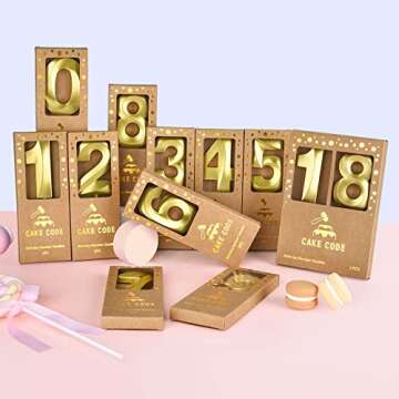 CAKE CODE 2.76 Inch Diamond Gold 1 Number Birthday Candles, Gold Number Candles, Cake Number Candles, Party Celebration