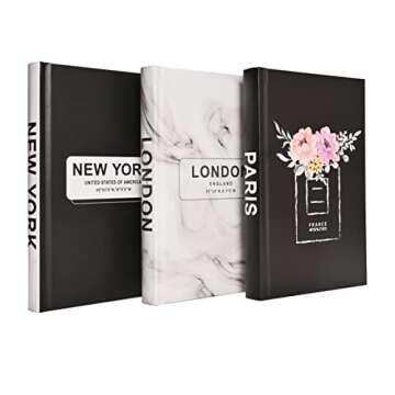 Decorative Books for Home Decor, 3pcs Hardcover Modern Coffee Table Books, Home Decor Living Room, Shelf Decor, Bookshelf Decorations Fake Books for Book Shelf/TV Stand (New York/Paris/London)