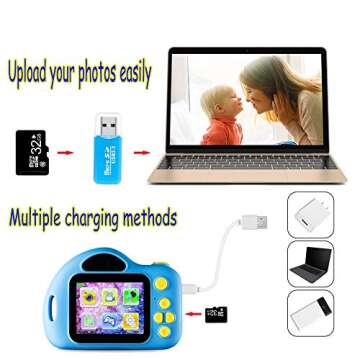 Toys for 4-8 Year Old Boys Kids Camera Gifts for Children Compact Cartoon Camcorder with 1080P and 2.0 Inch IPS Screen for Boy Toys Age 4-8 by huwairen(32GB SD Card Included)