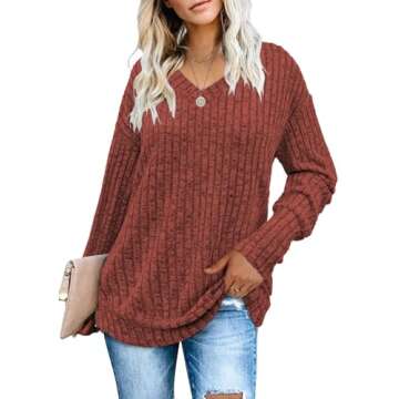 Womens Sweaters Fall 2024 Long Sleeve Tops Trendy Casual Tops Winter Clothes Caramel L