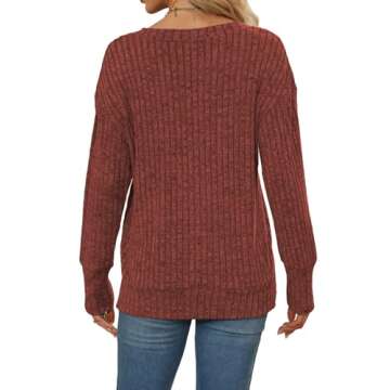 Womens Sweaters Fall 2024 Long Sleeve Tops Trendy Casual Tops Winter Clothes Caramel L