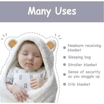 Organic Newborn Swaddle Wrap - Cute Bear Design