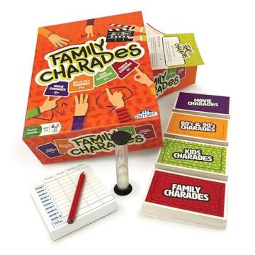 Outset Media Family Charades Game; 4 Games in 1 Box. Includes Movie, 80's 90's, Kids, Family Trivia for 2 or More Players, Ages 7 and up.