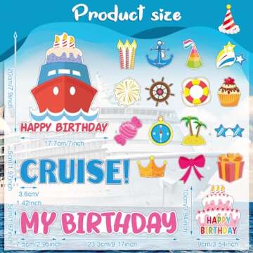 27 Pcs Birthday Cruise Door Magnets Decorations Funny Cruise Ship Door Magnets Magnetic Reusable Cruise Magnet for Happy Birthday Cabin Door Ship Carnival Refrigerator Office Car Accessories