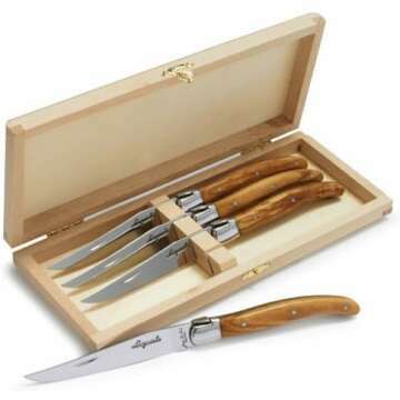 Premium Dubost Laguiole Olivewood Steak Knives - Set of 4