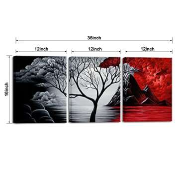 Wieco Art The Cloud Tree 3 Panels Modern Canvas Wall Art Prints