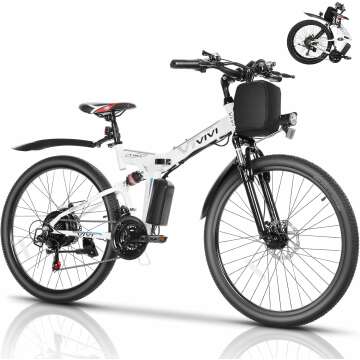 Vivi M026TGB Electric Bike 26" Electric Bike for Adults, Folding Electric Mountain Bike with 500W Motor, 48V Removable Lithium Battery, 21 Speed, 21.7MPH, Up to 50 Miles, Dual Shock Absorber, UL2849