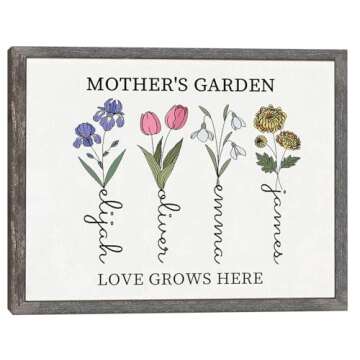 Customized Birth Month Flower Wall Art for Mom & Grandma