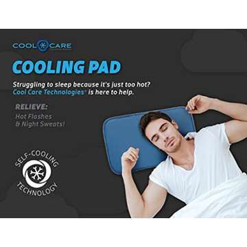 Cool Care Technologies Pillow Cooling Pad - Pressure Activated Gel Cooling Mat Provides Instant Cool Relief - Ideal for Fevers, Migraines, Hot Flashes, Night Sweats - Place on Pillow