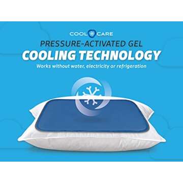 Cool Care Technologies Pillow Cooling Pad - Pressure Activated Gel Cooling Mat Provides Instant Cool Relief - Ideal for Fevers, Migraines, Hot Flashes, Night Sweats - Place on Pillow