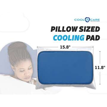 Cool Care Technologies Pillow Cooling Pad - Pressure Activated Gel Cooling Mat Provides Instant Cool Relief - Ideal for Fevers, Migraines, Hot Flashes, Night Sweats - Place on Pillow