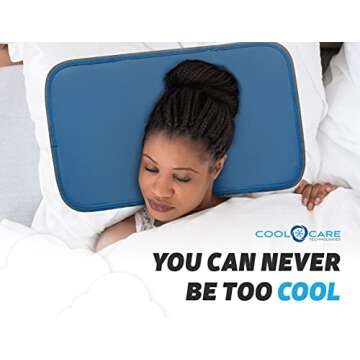 Cool Care Technologies Pillow Cooling Pad - Pressure Activated Gel Cooling Mat Provides Instant Cool Relief - Ideal for Fevers, Migraines, Hot Flashes, Night Sweats - Place on Pillow