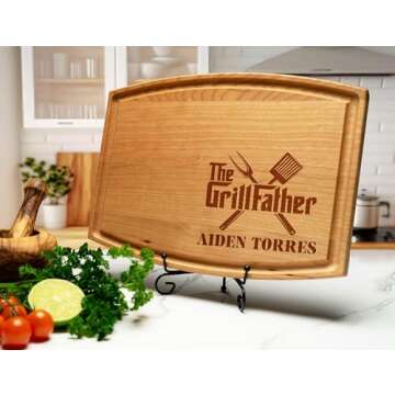 Tayfus Personalized Wooden Cutting Boards for Men - Christmas Gifts for Men and Dad, Customized Meat Boards for Grill Masters - Custom Gift Ideas for Fathers Day and Anniversary, Mens Christmas Gifts